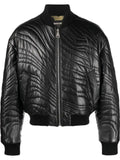 Roberto Cavalli stripe-quilted leather bomber jacket