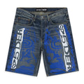 Indigo Printed Denim Shorts