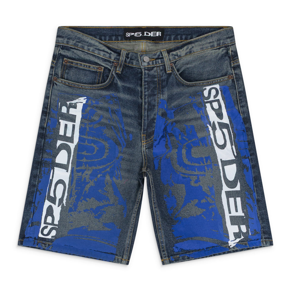 Indigo Printed Denim Shorts