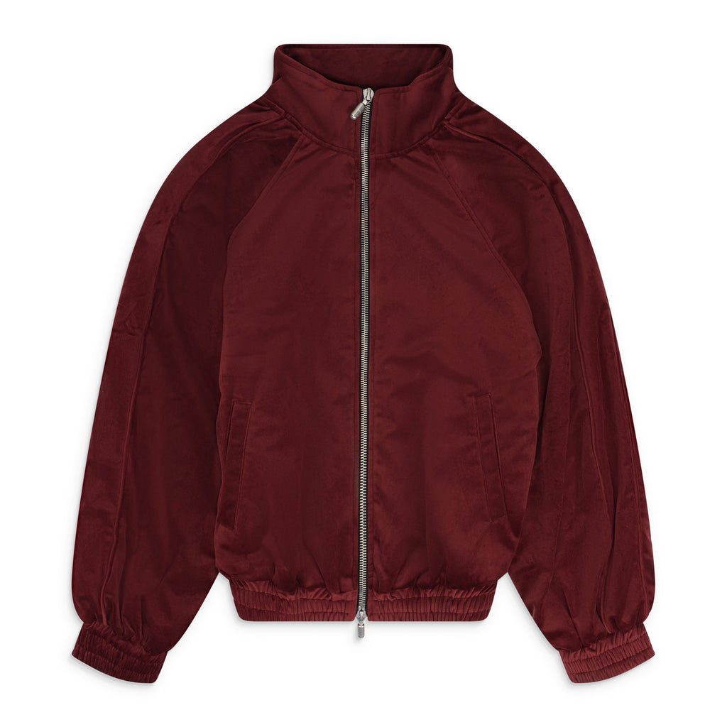 Maroon Velvet Track Jacket