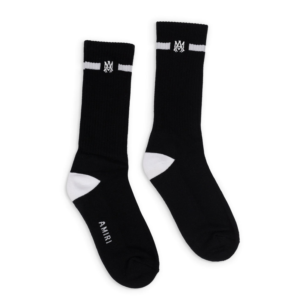 Black/White MA Embroidery Patch Socks
