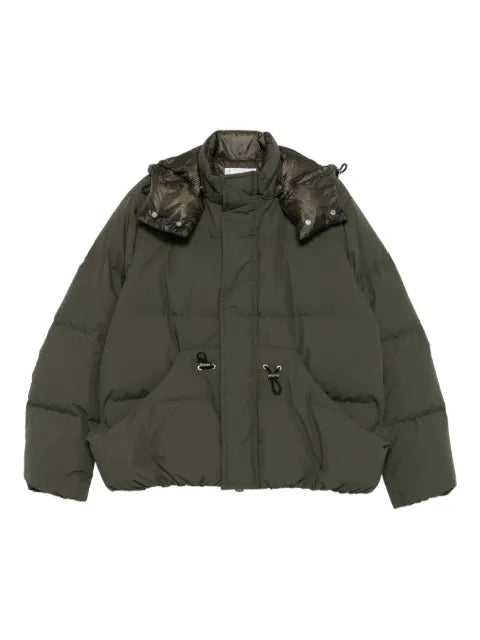 sacai hooded drawstring puffer jacket