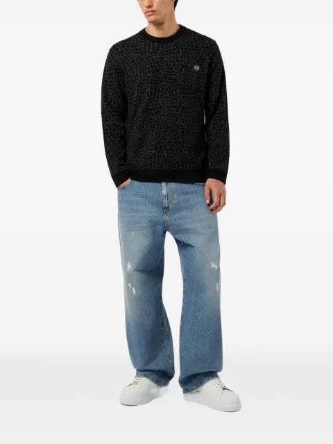 Philipp Plein wool cashmere round-neck pullover Cocco