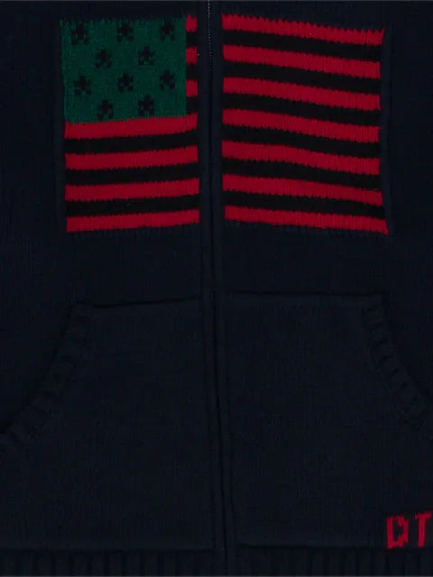 Denim Tears Flag zip-up hooded cardigan