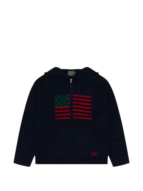 Denim Tears Flag zip-up hooded cardigan