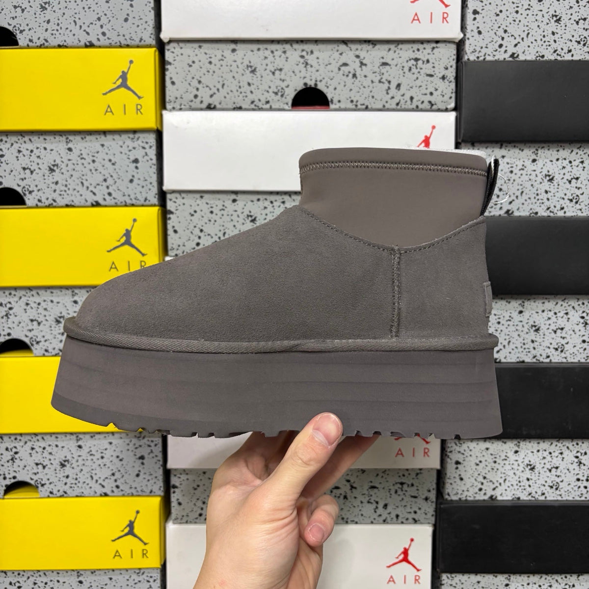 UGG Classic Ultra Mini Platform Boot – Women’s Suede Ankle Boot with Neoprene Collar in Charcoal