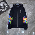 Chrome Heart Hoodie Crowe Double Arm Embroidered Colored Cross Group Leather Zip Sweater