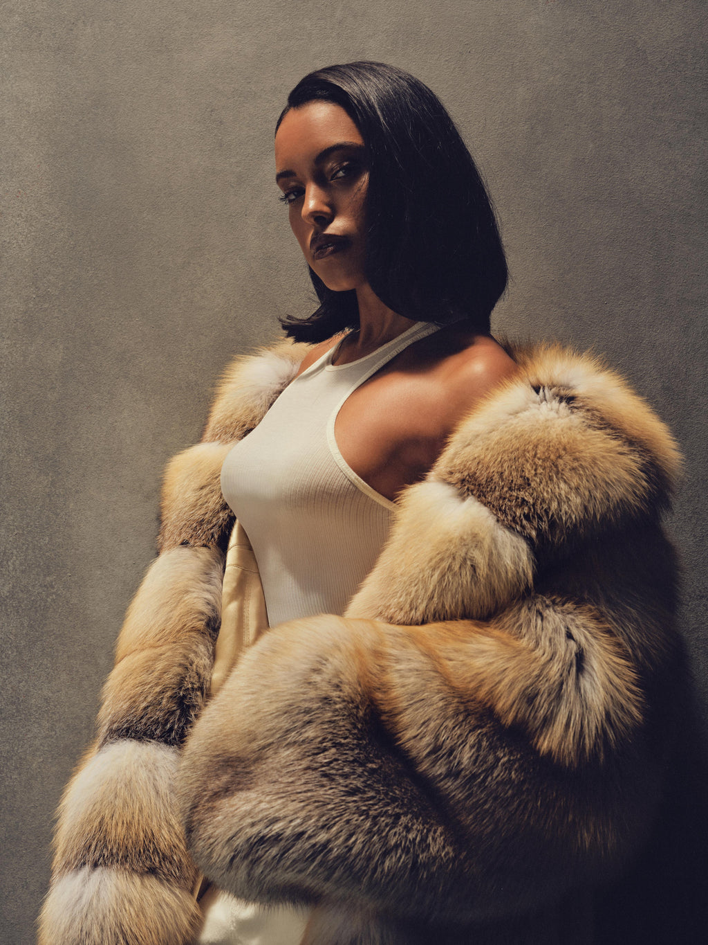 Shawl Collar Fur Coat