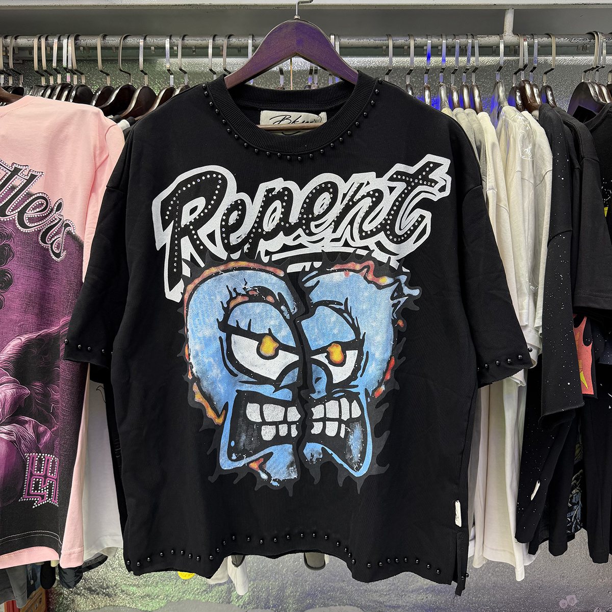 BKYS Revival Repent Skull Rhinestone Cropped T-Shirt