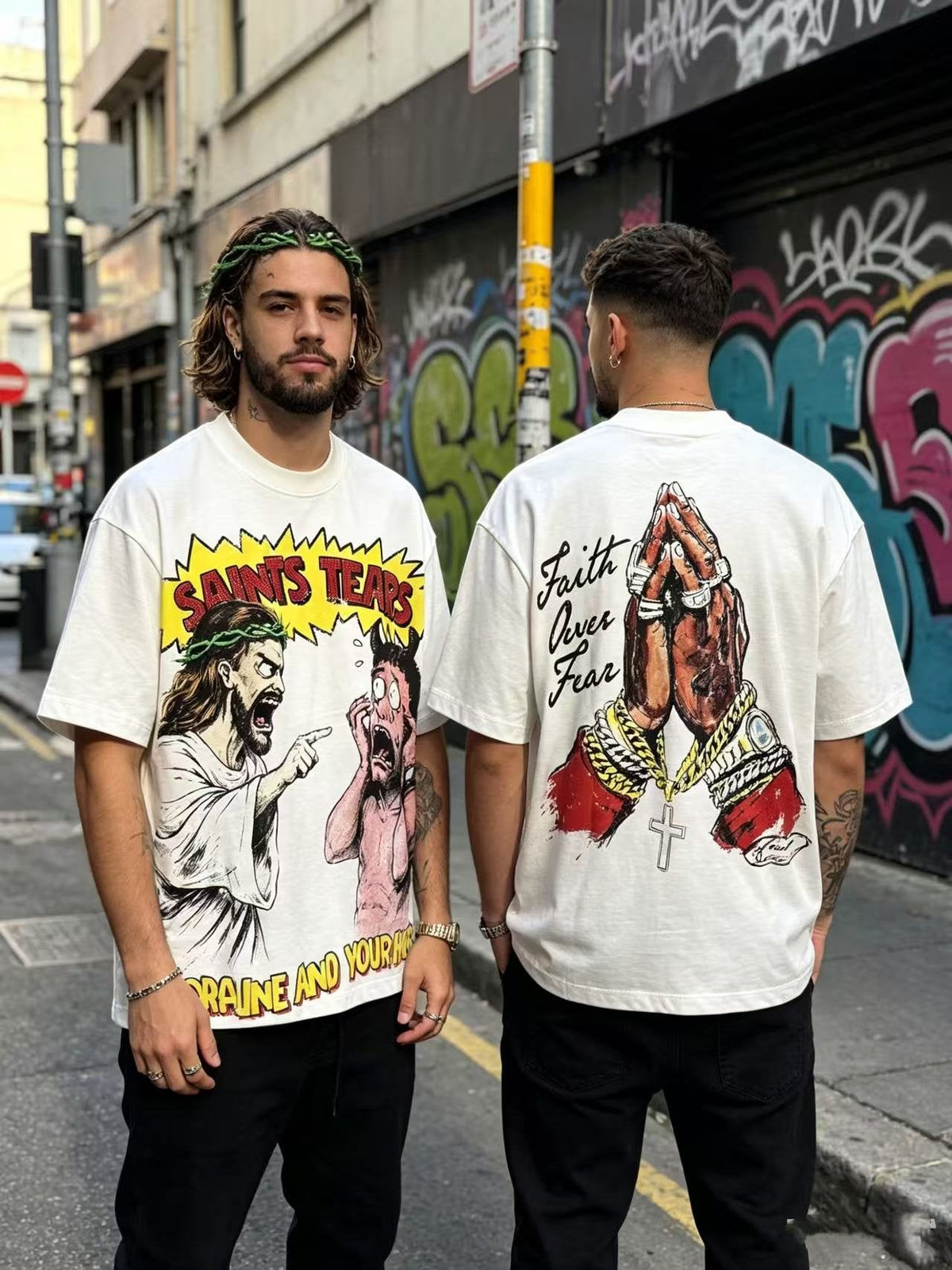 SAINT P53 Rhinestone Graphic T-Shirt