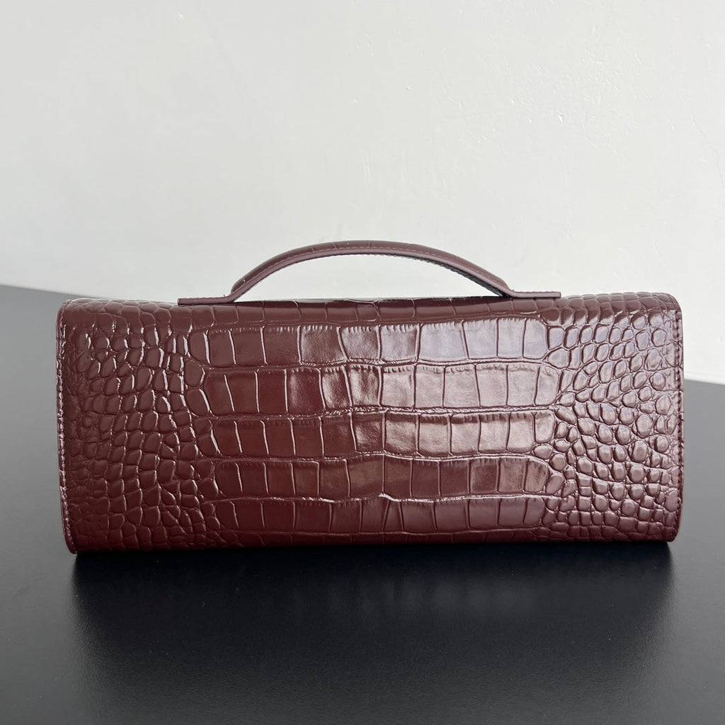 Bottega Veneta Crocodile Embossed Intrecciato Clutch