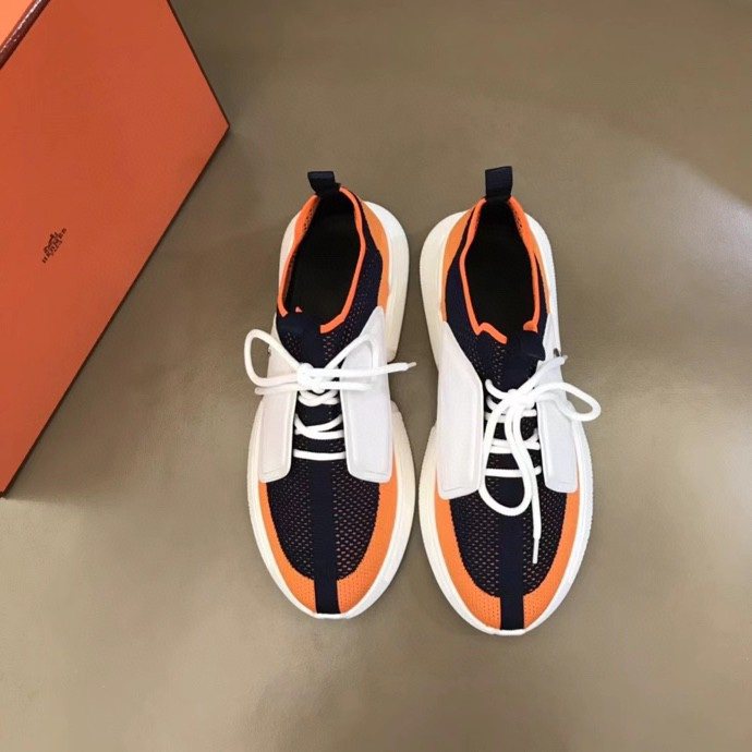 Black Orange & White Knit-Look Sneakers