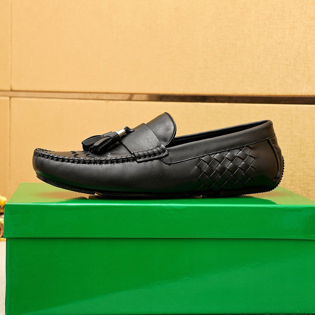 Bottega Veneta Black Tassel Woven Loafers