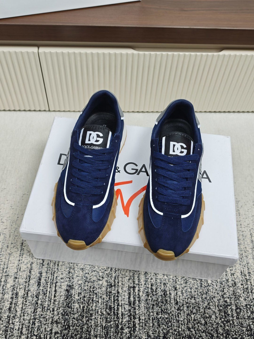 Dolce & Gabbana Navy Lace-Up Sneakers