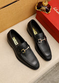 Salvatore Ferragamo Black Pebble-Textured Bit Loafers