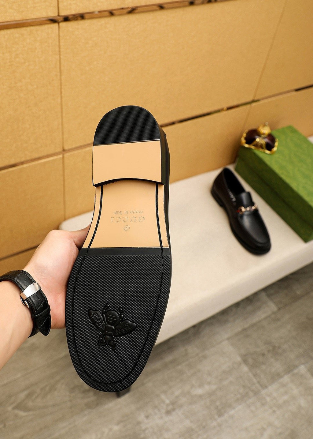 Gucci Black Web Bit Loafers