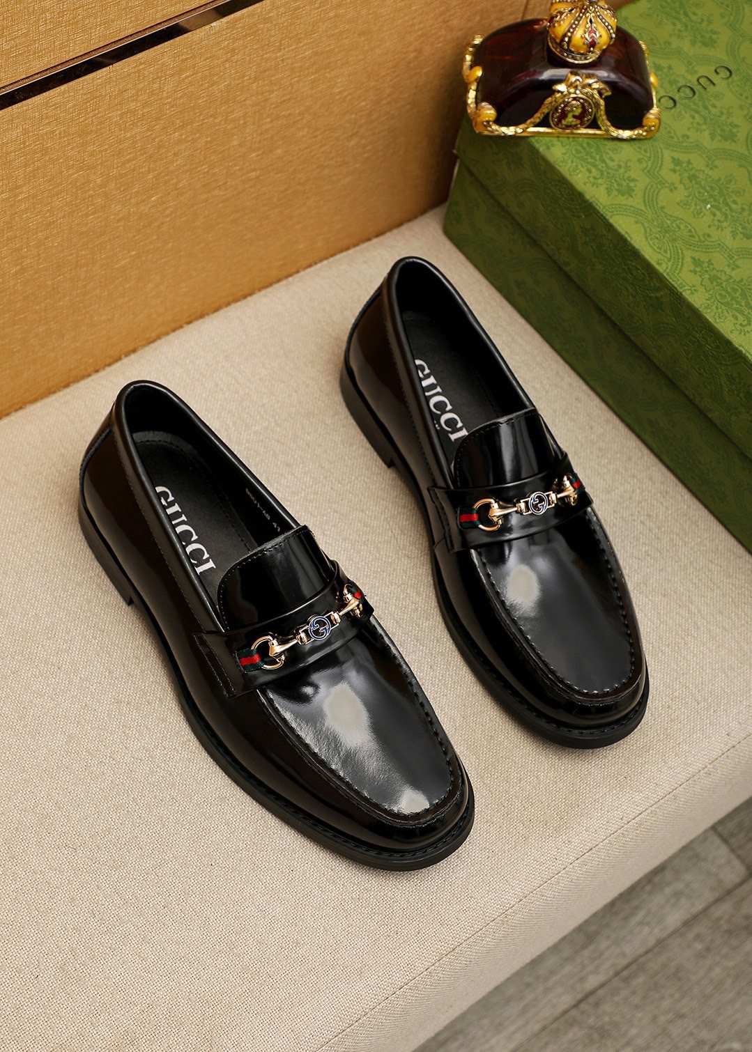 Gucci Black Web Bit Loafers