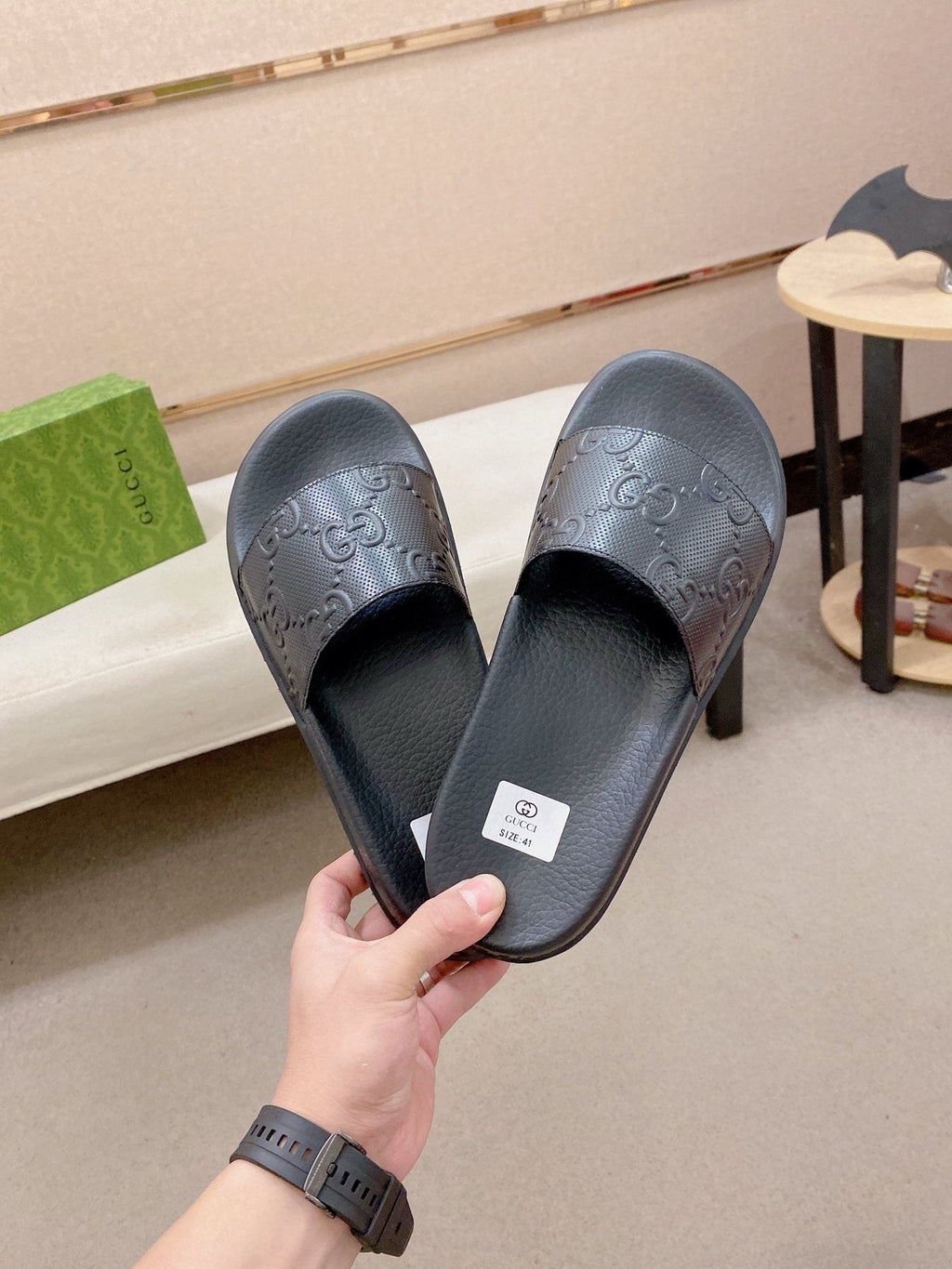 Gucci Graphic Strap Slide Sandals