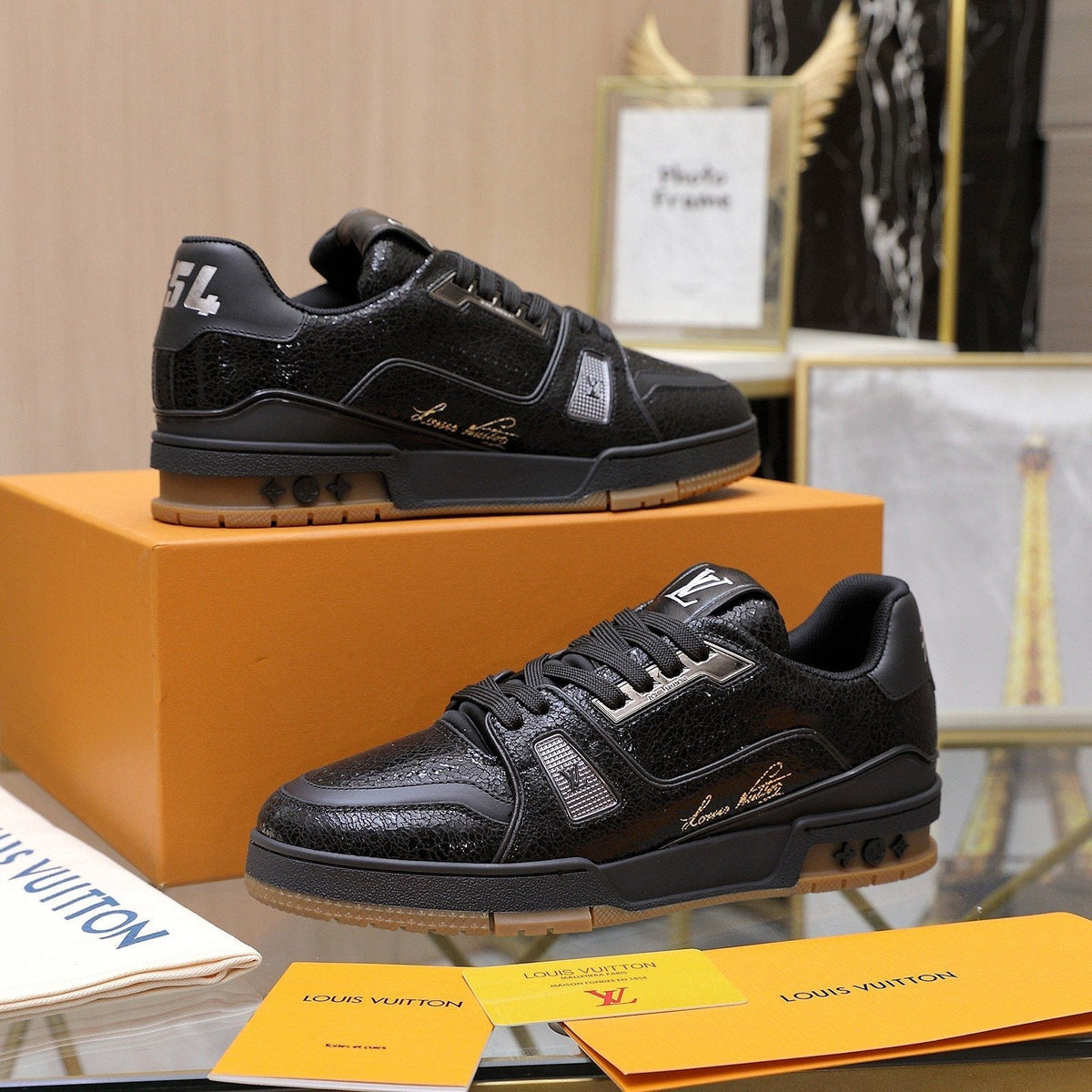 Louis Vuitton Metallic Crackle Low-Top Sneakers