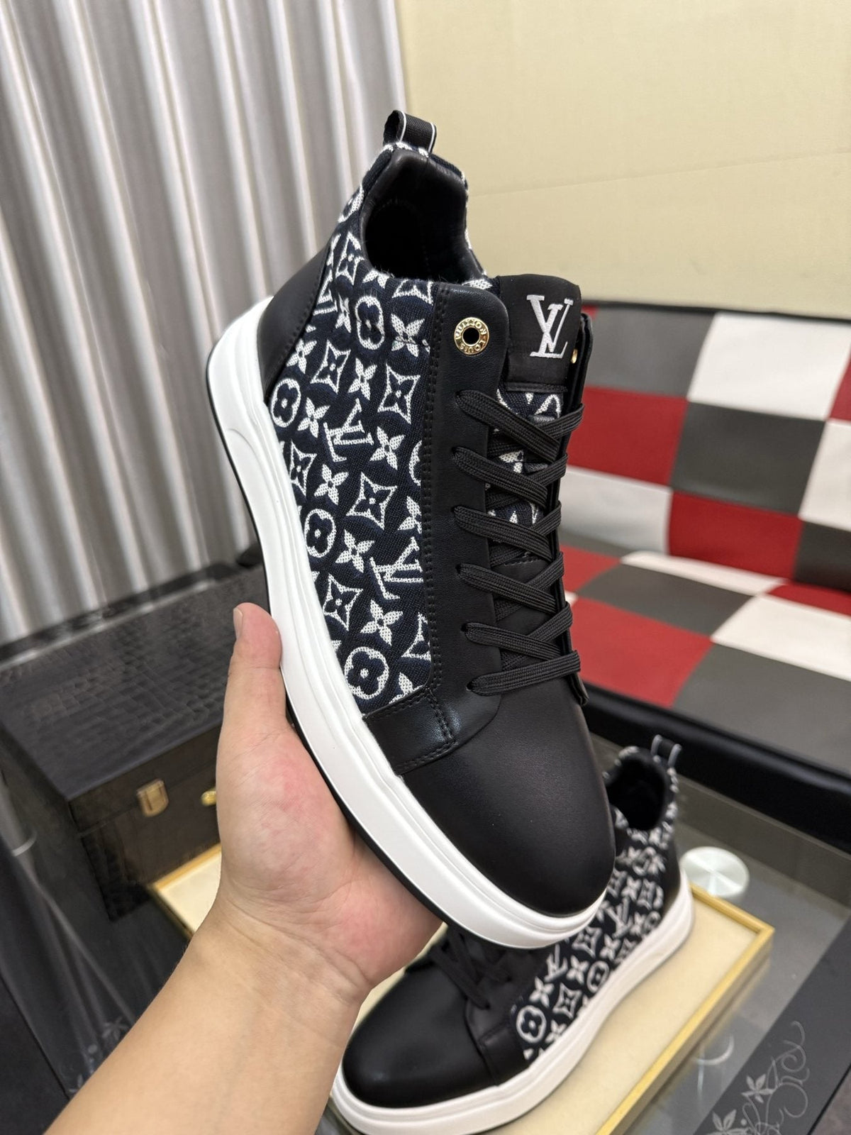 Louis Vuitton Patterned Panel High-Top Sneakers