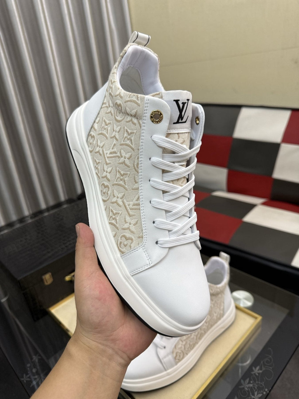 Louis Vuitton Patterned Panel High-Top Sneakers