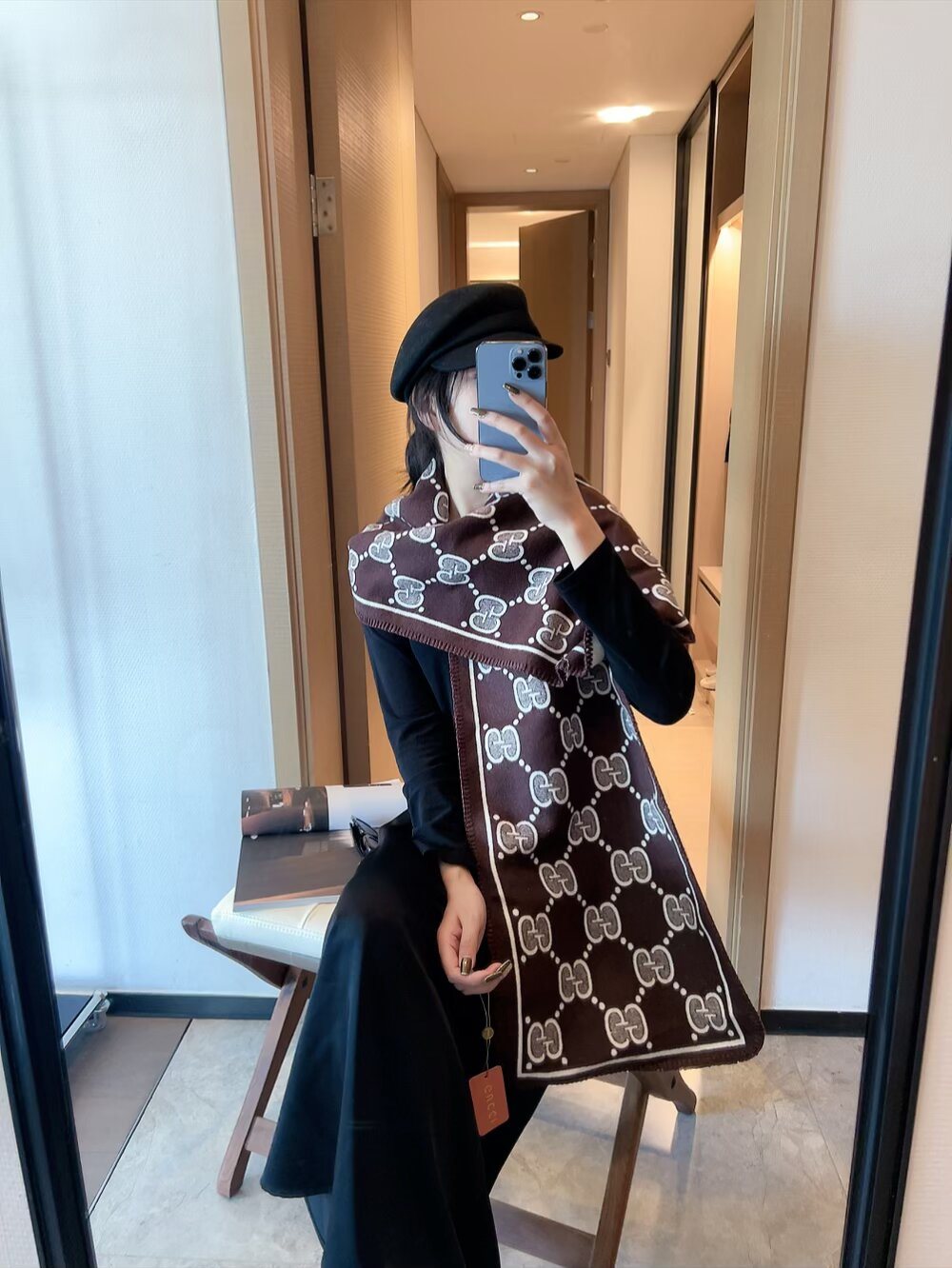 Gucci Fringed Motif Scarf