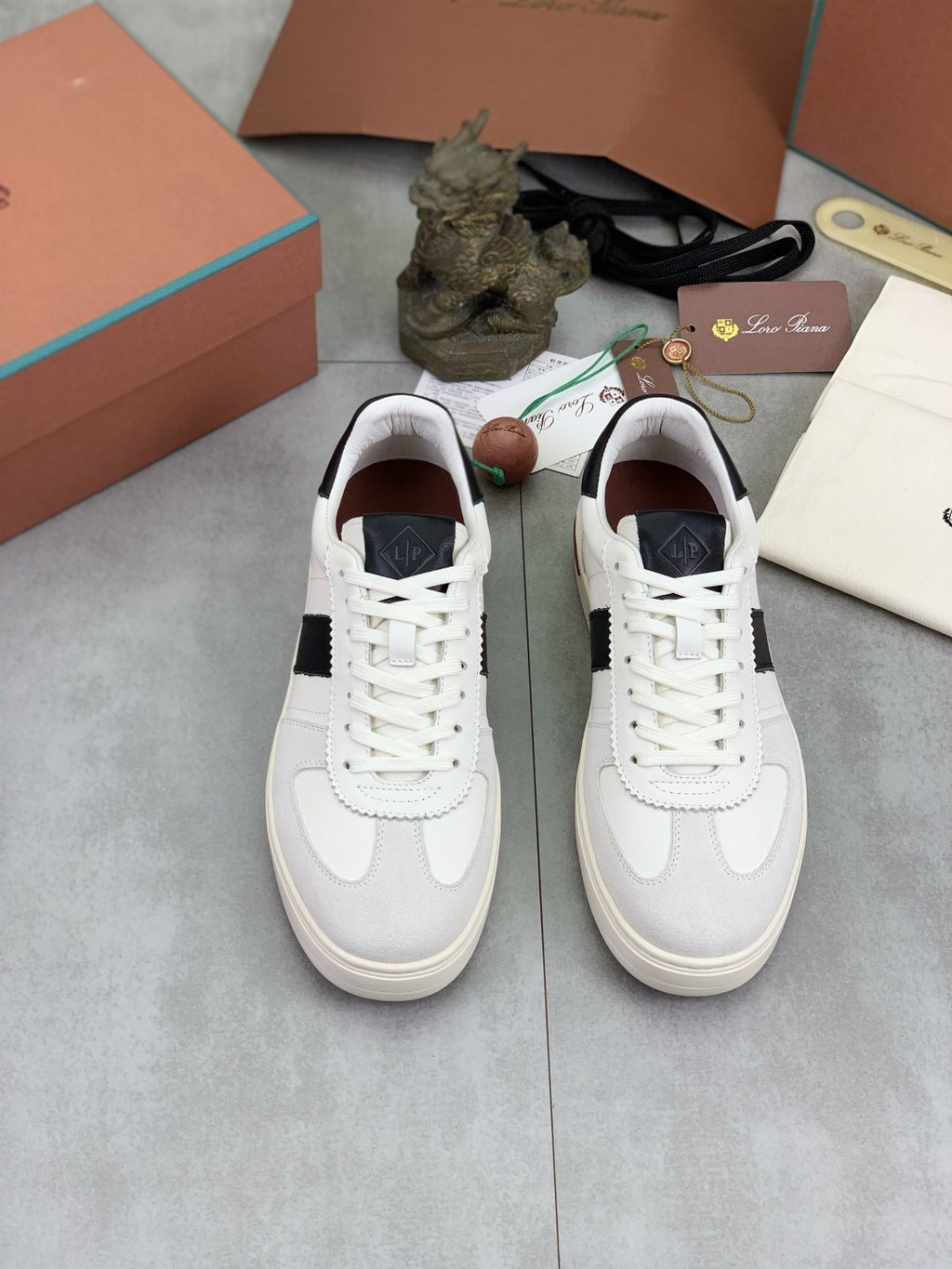 Loro Piana Contrast Stripe Low-Top Sneakers