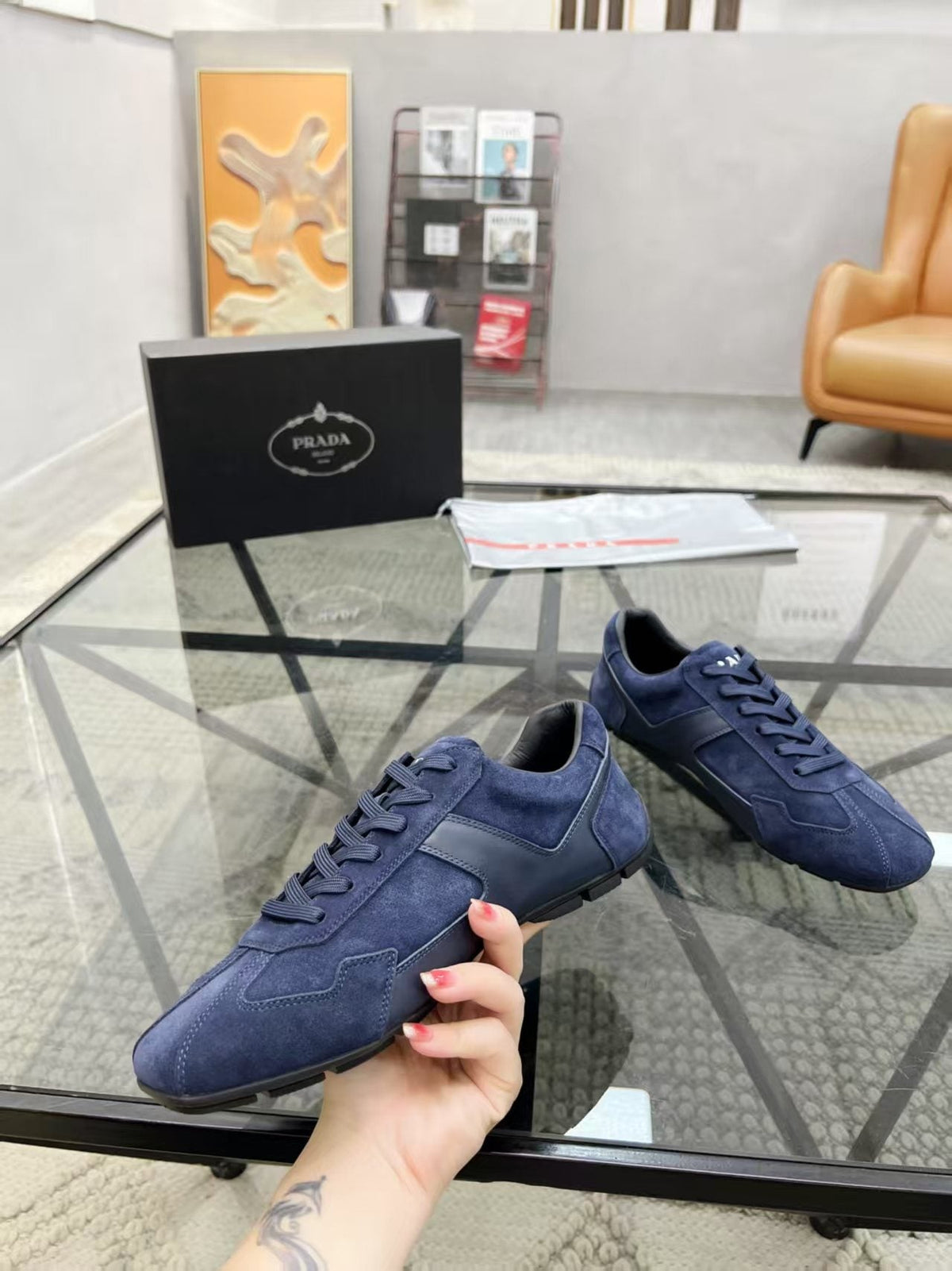 Prada Men's Panel Lace-Up Sneakers