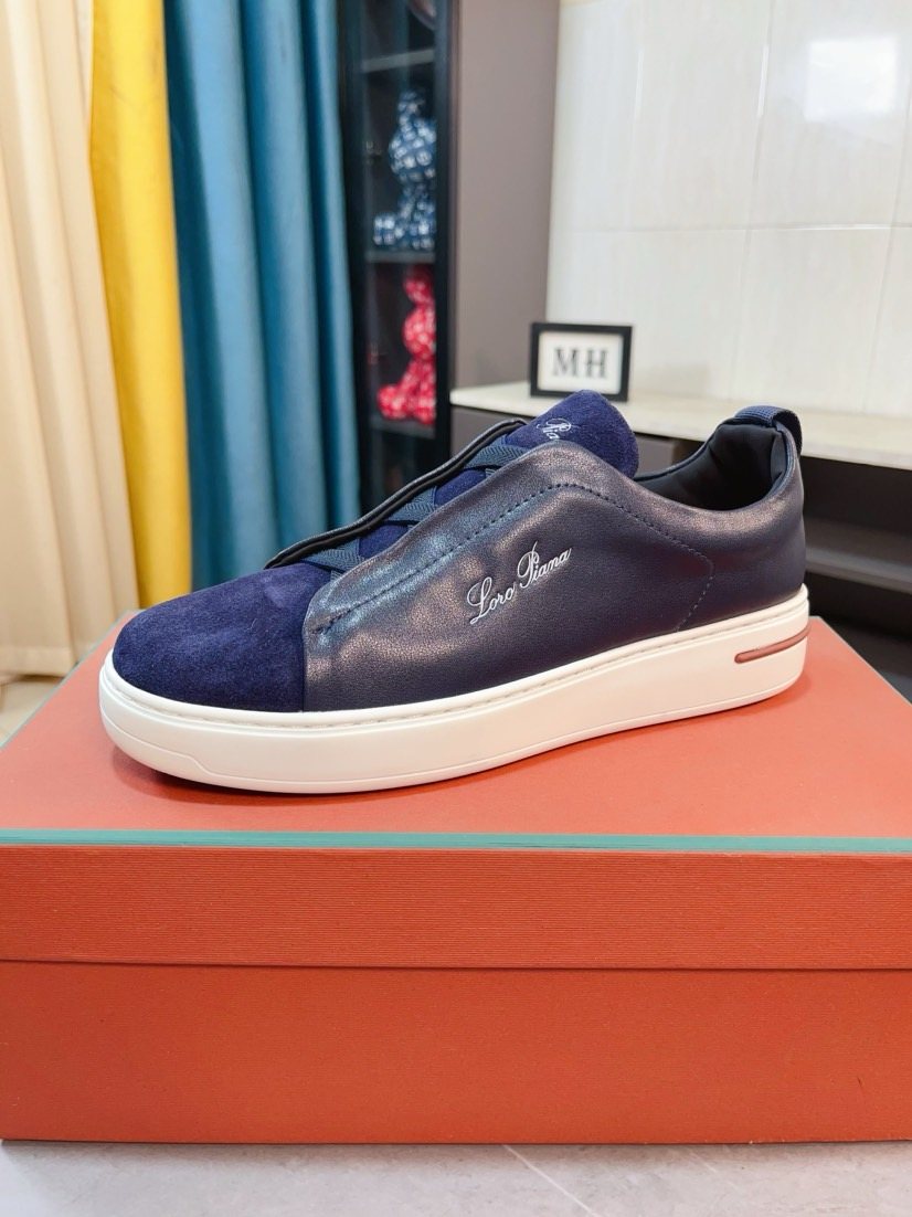 Loro Piana Contrast Stripe Low-Top Sneakers